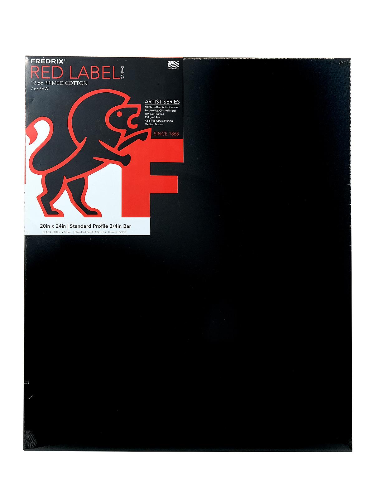 Red Label Black Stretched Cotton Canvas 20 In. X 24 In. Each