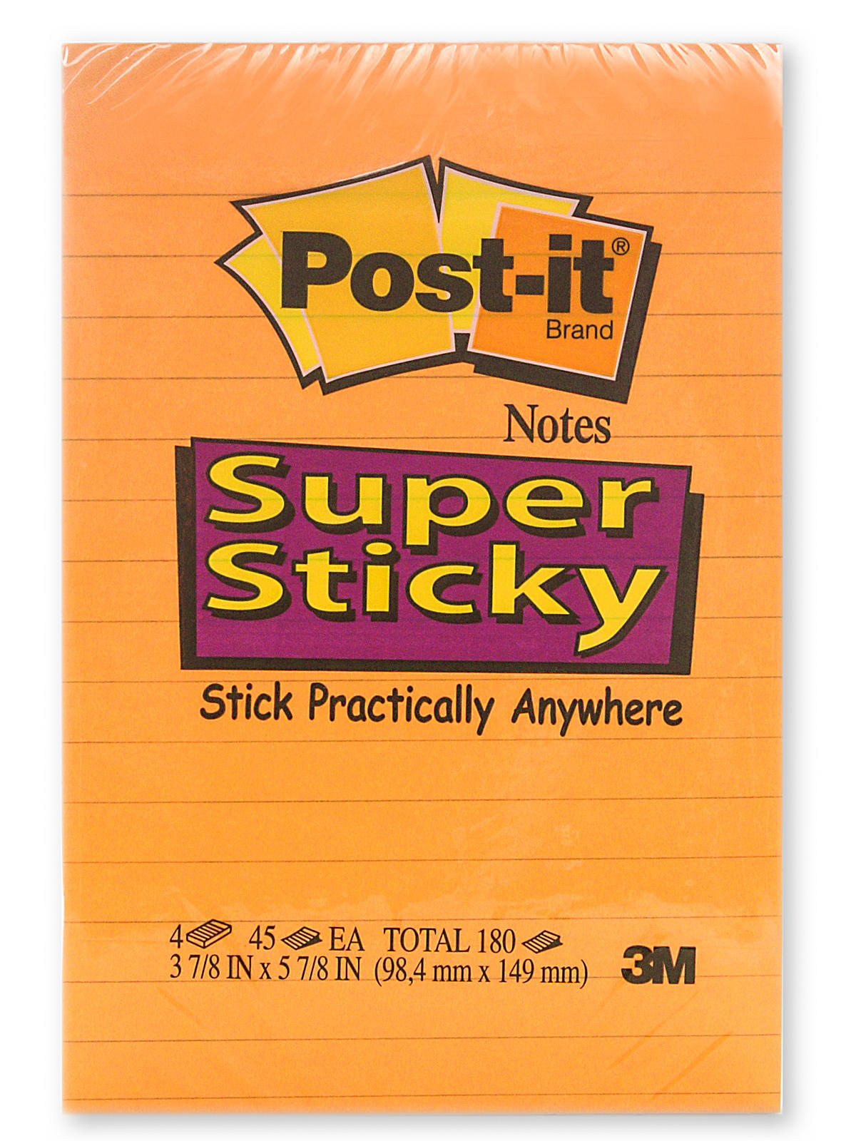 Super Sticky Notes Lined 4 In. X 6 In. 4 Pads Of 45 Sheets