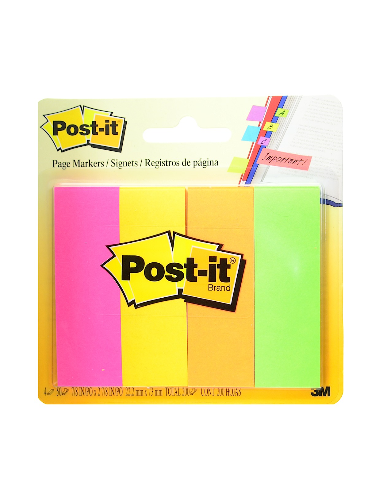 Page Markers assorted, 4 pads, 50 sheets 1 in. x 3 in. 671-4AF