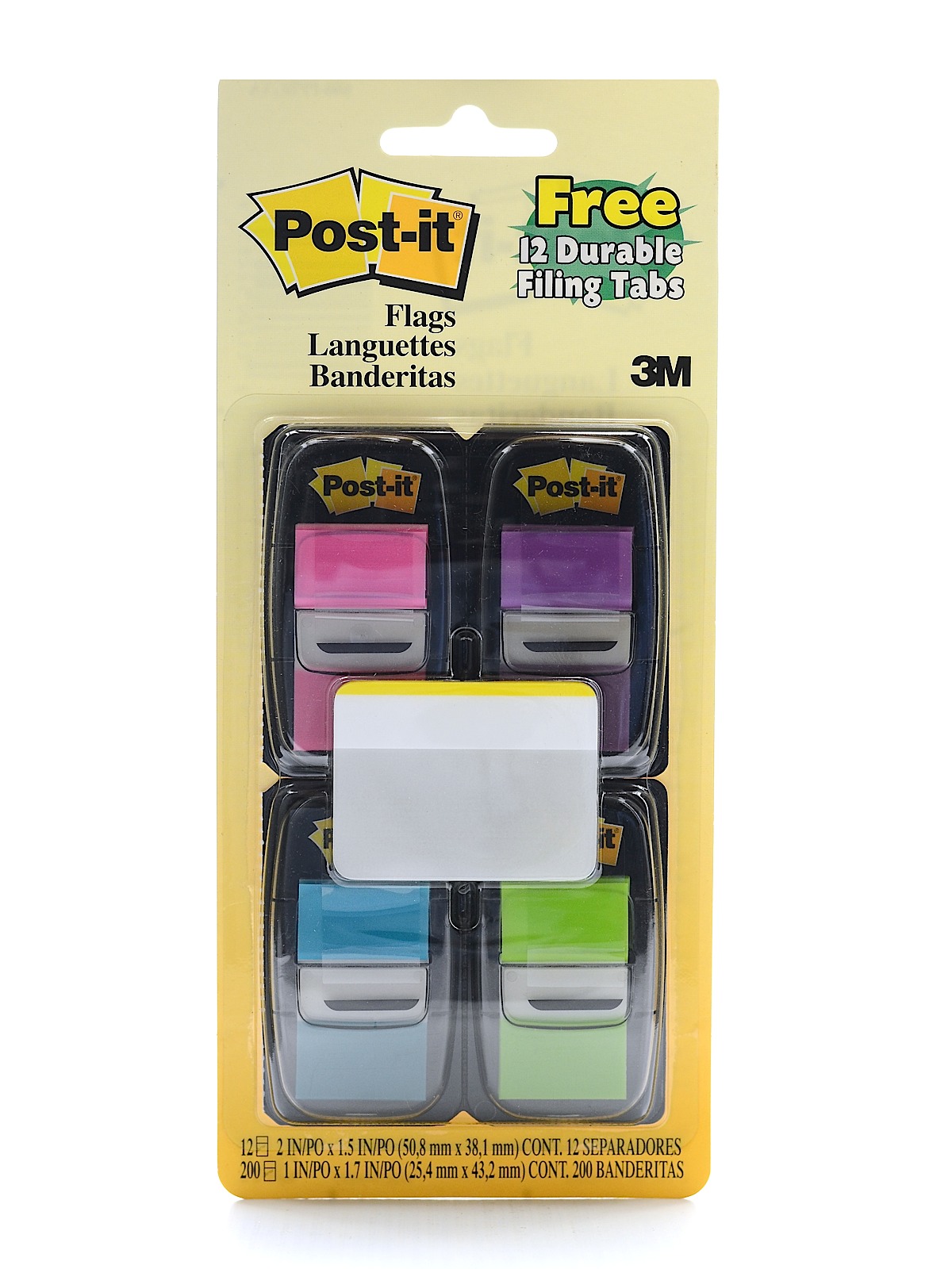 Multi-Pack Filing Flags neon pink, purple, blue, green 680-PPBGVA
