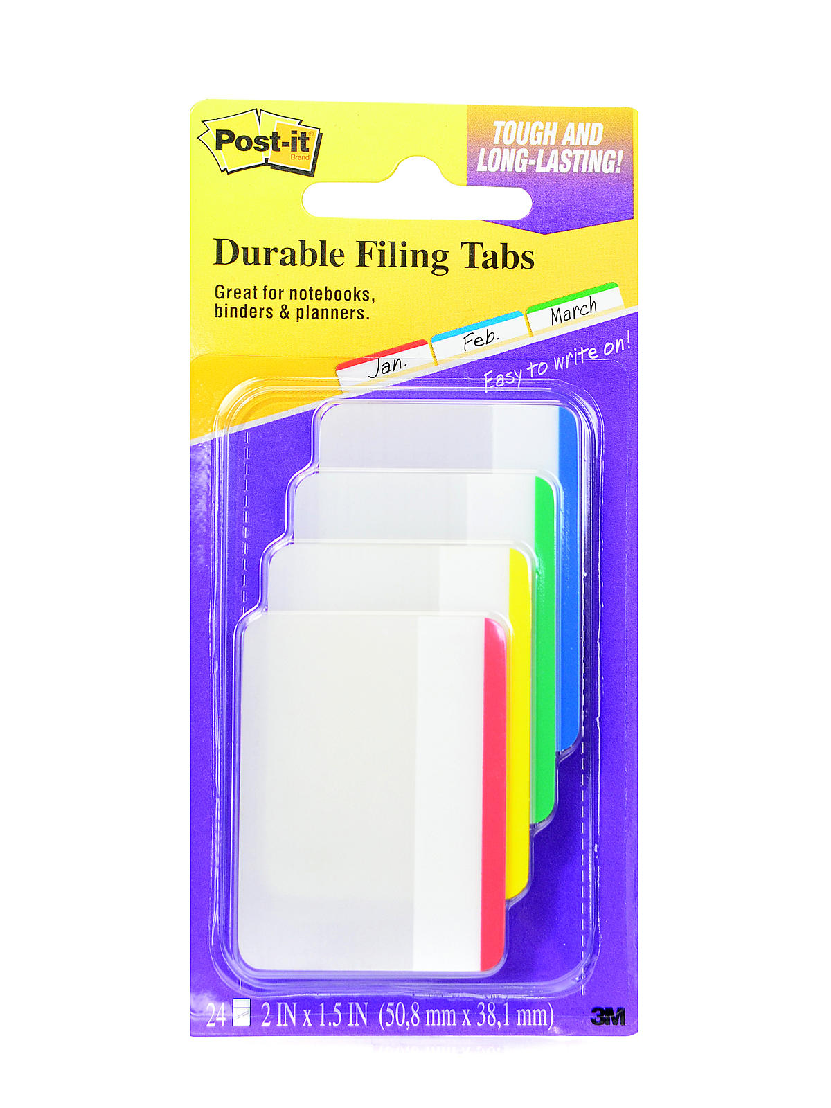 Durable Tabs blue, green, yellow, and red pack of 24 tabs 686F-1