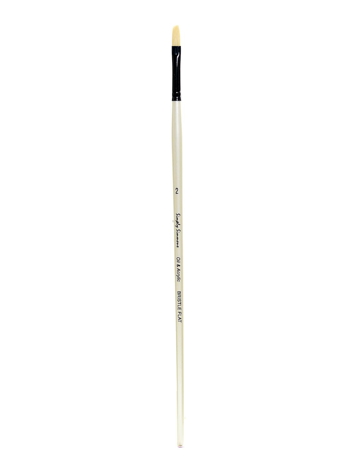 Simply Simmons Long Handle Brushes 2 Bristle Flat